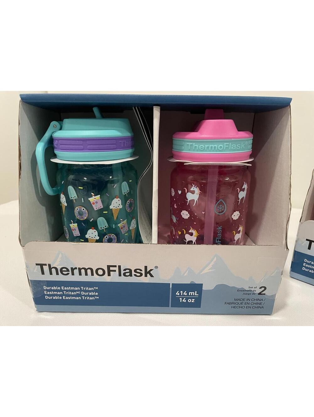 New ThermoFlask 14oz Kids Water Bottles - Set of 2 (Tritan Plastic)